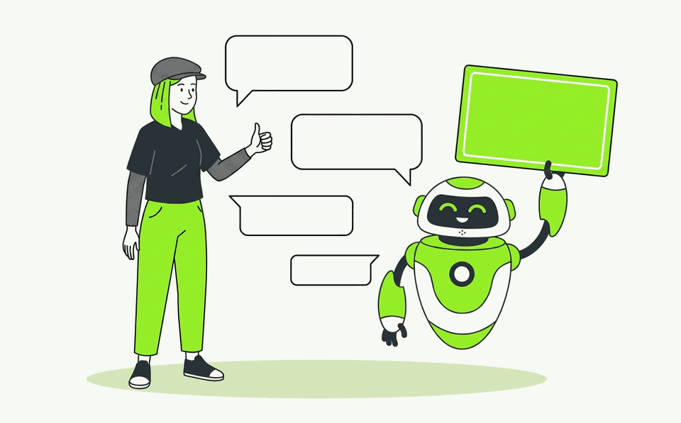 Ilustracja asystenta AI cytującego odpowiedź
